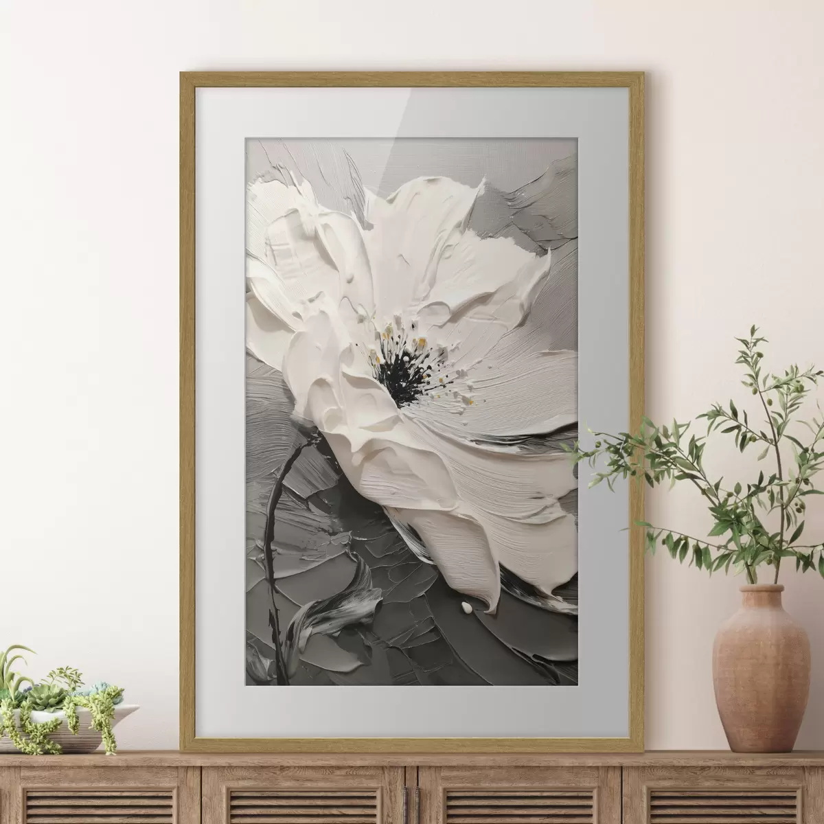 Poster Elegante floración: pintura moderna con textura en relieve f45246