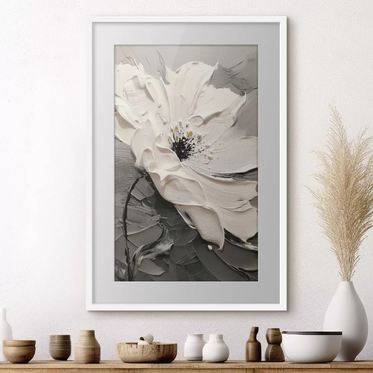 Poster Elegante floración: pintura moderna con textura en relieve f45246