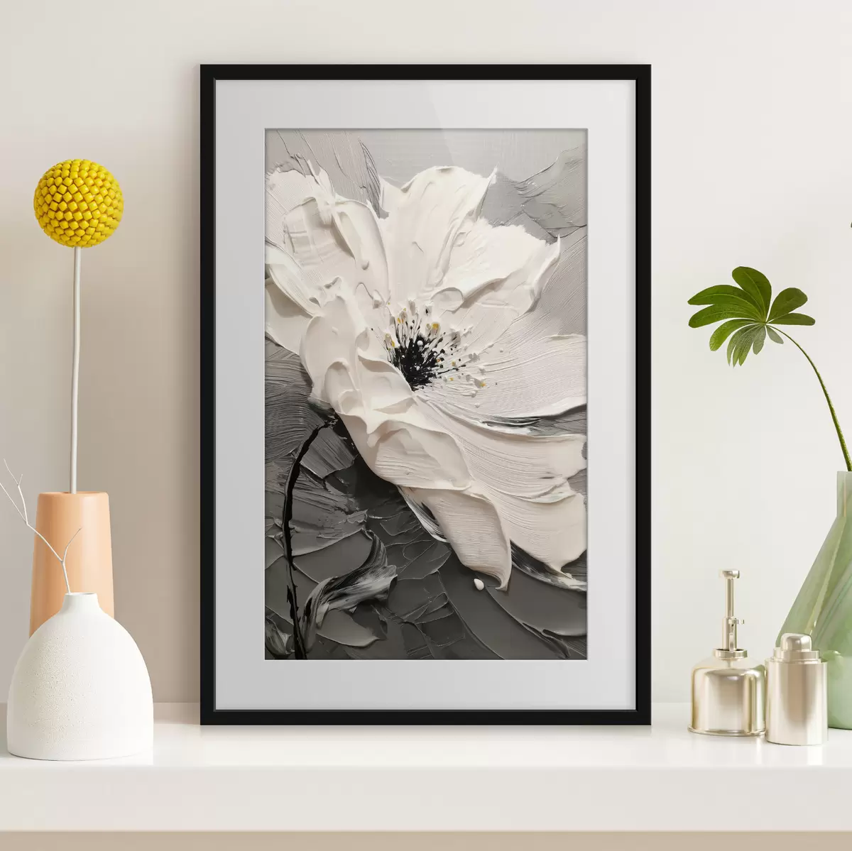 Poster Elegante floración: pintura moderna con textura en relieve f45246