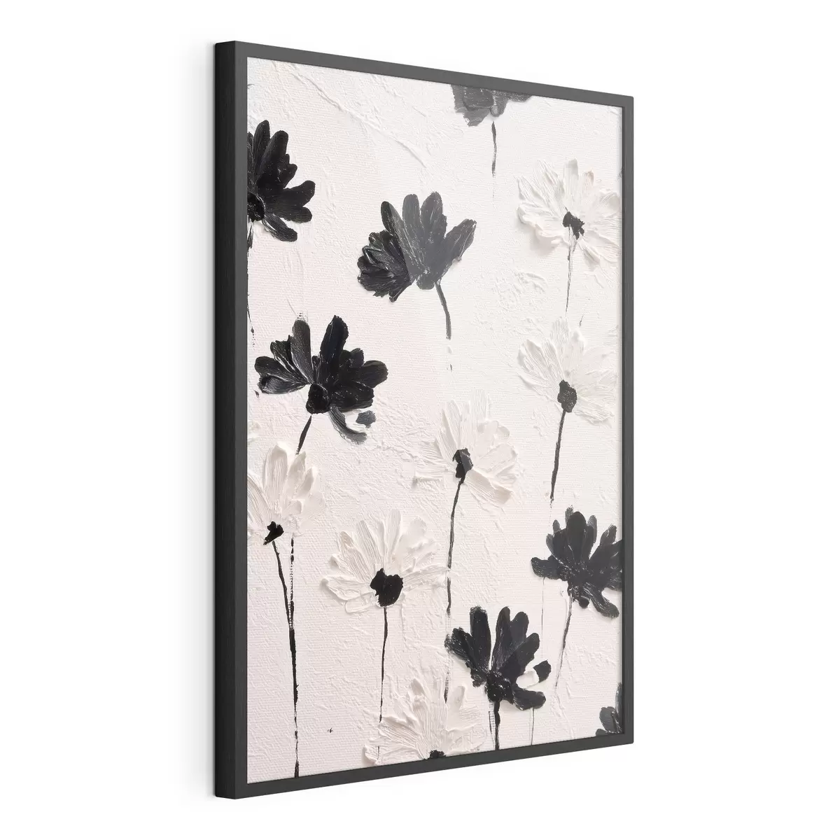 Poster Flores volumétricas: composición impasto en tonos monocromos f45247