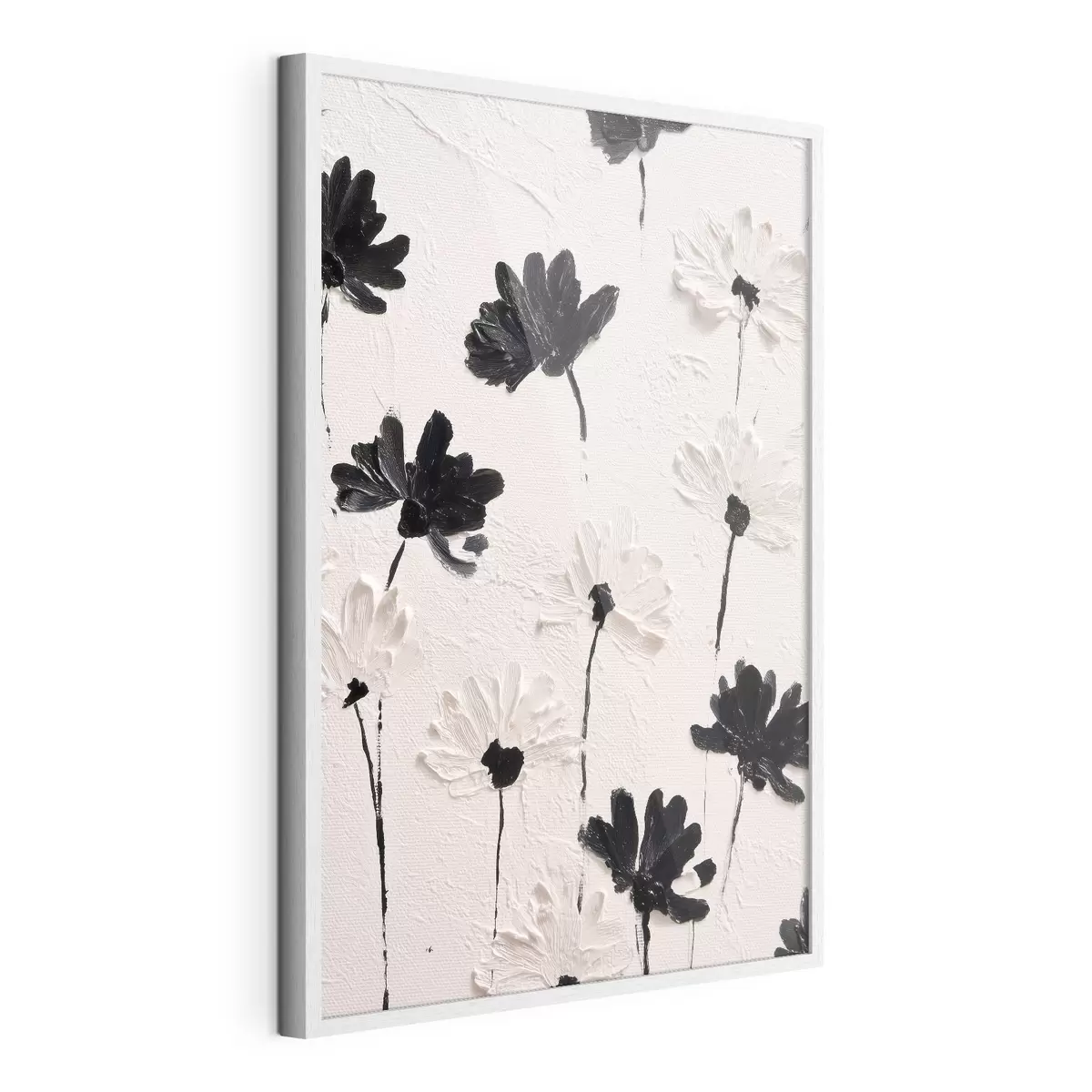 Poster Flores volumétricas: composición impasto en tonos monocromos f45247