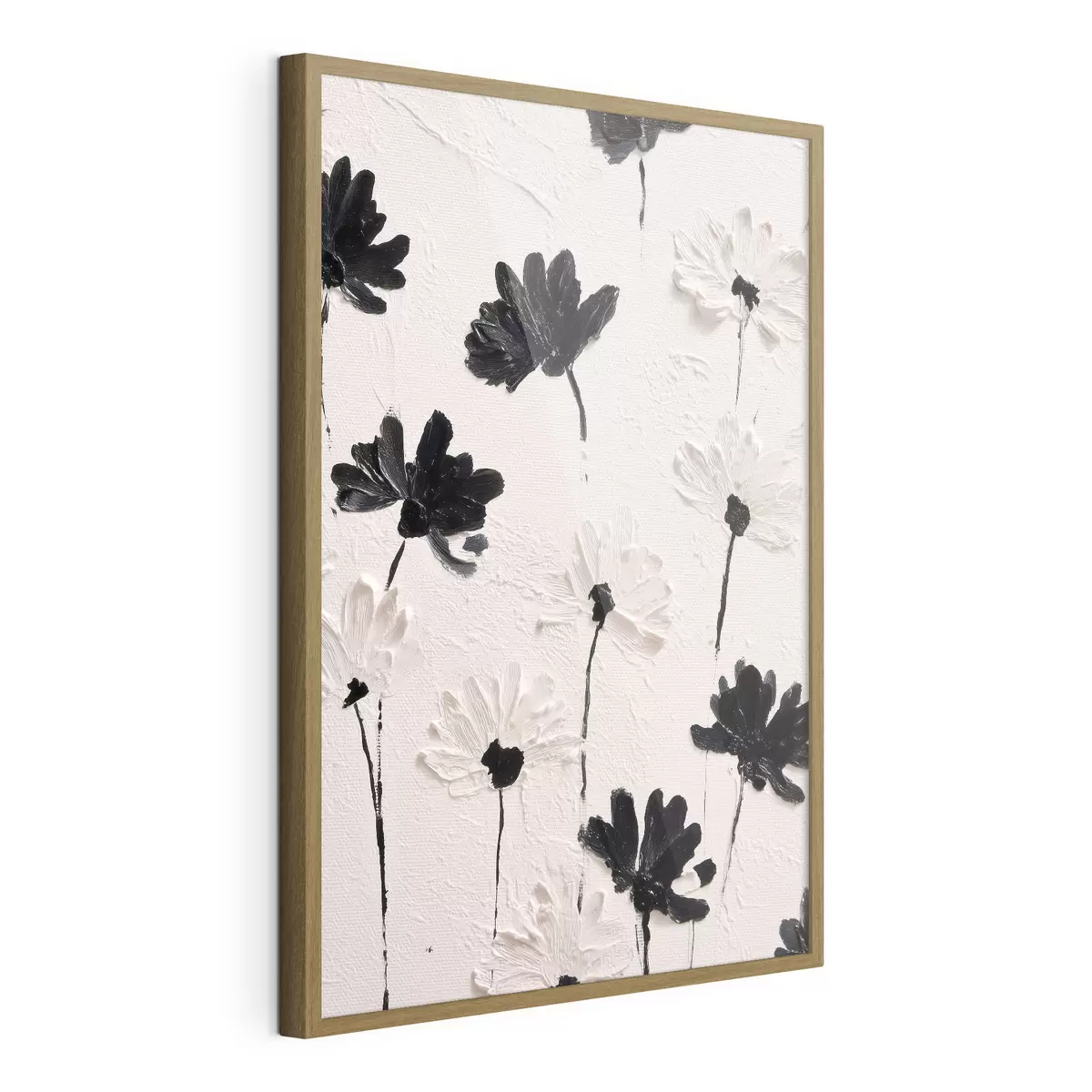 Poster Flores volumétricas: composición impasto en tonos monocromos f45247
