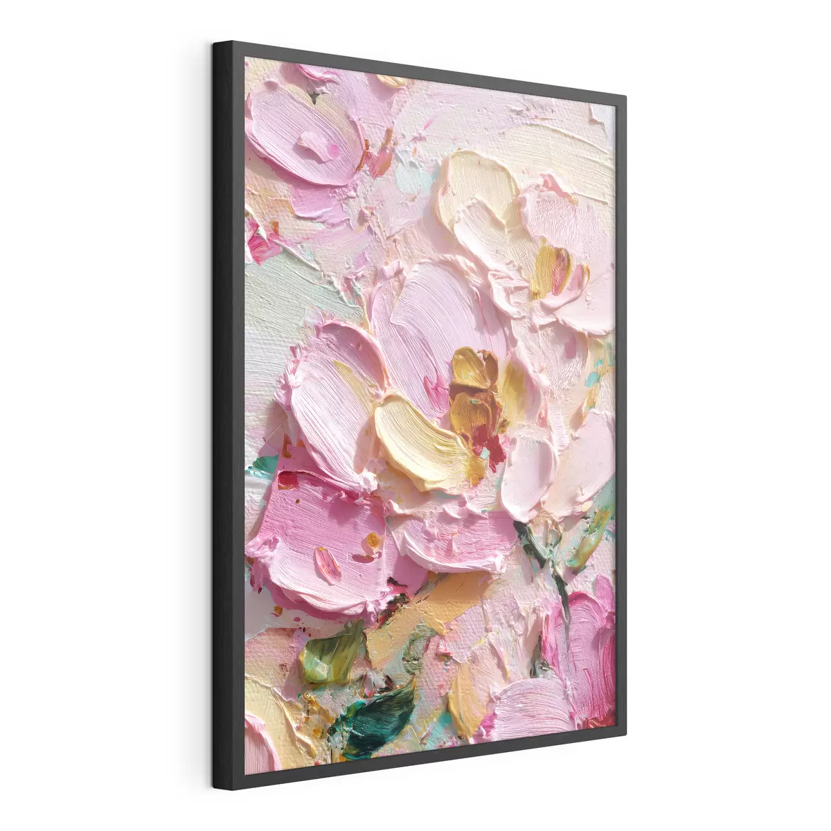 Poster Magnolias rosas: pintura texturizada con trazos dimensionales f45249