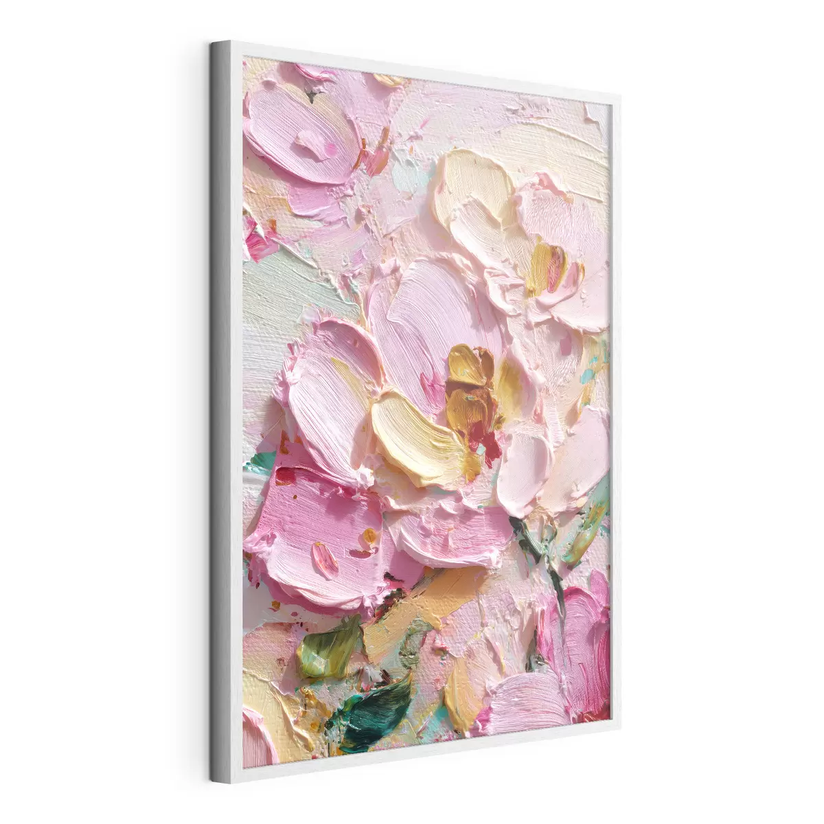 Poster Magnolias rosas: pintura texturizada con trazos dimensionales f45249