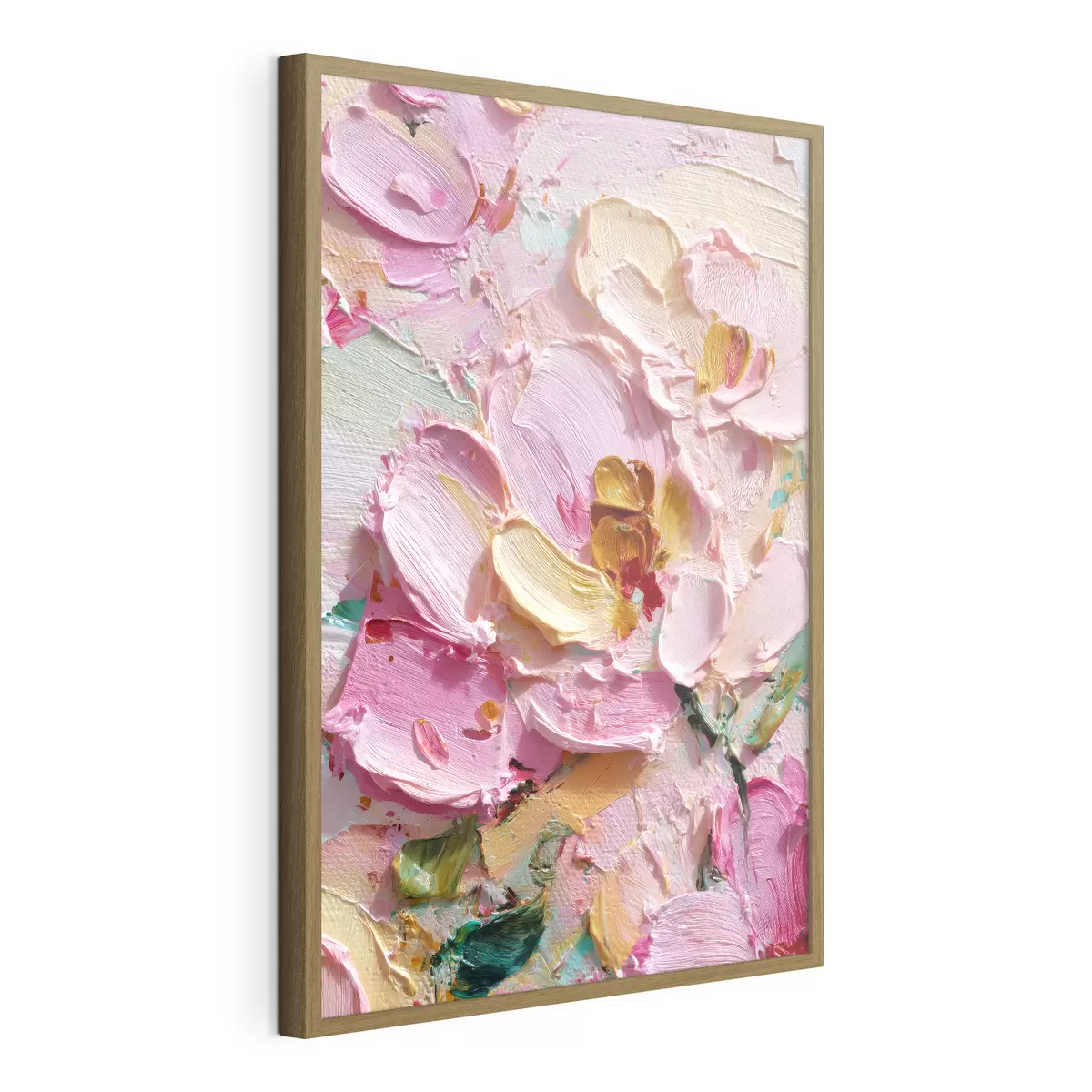 Poster Magnolias rosas: pintura texturizada con trazos dimensionales f45249