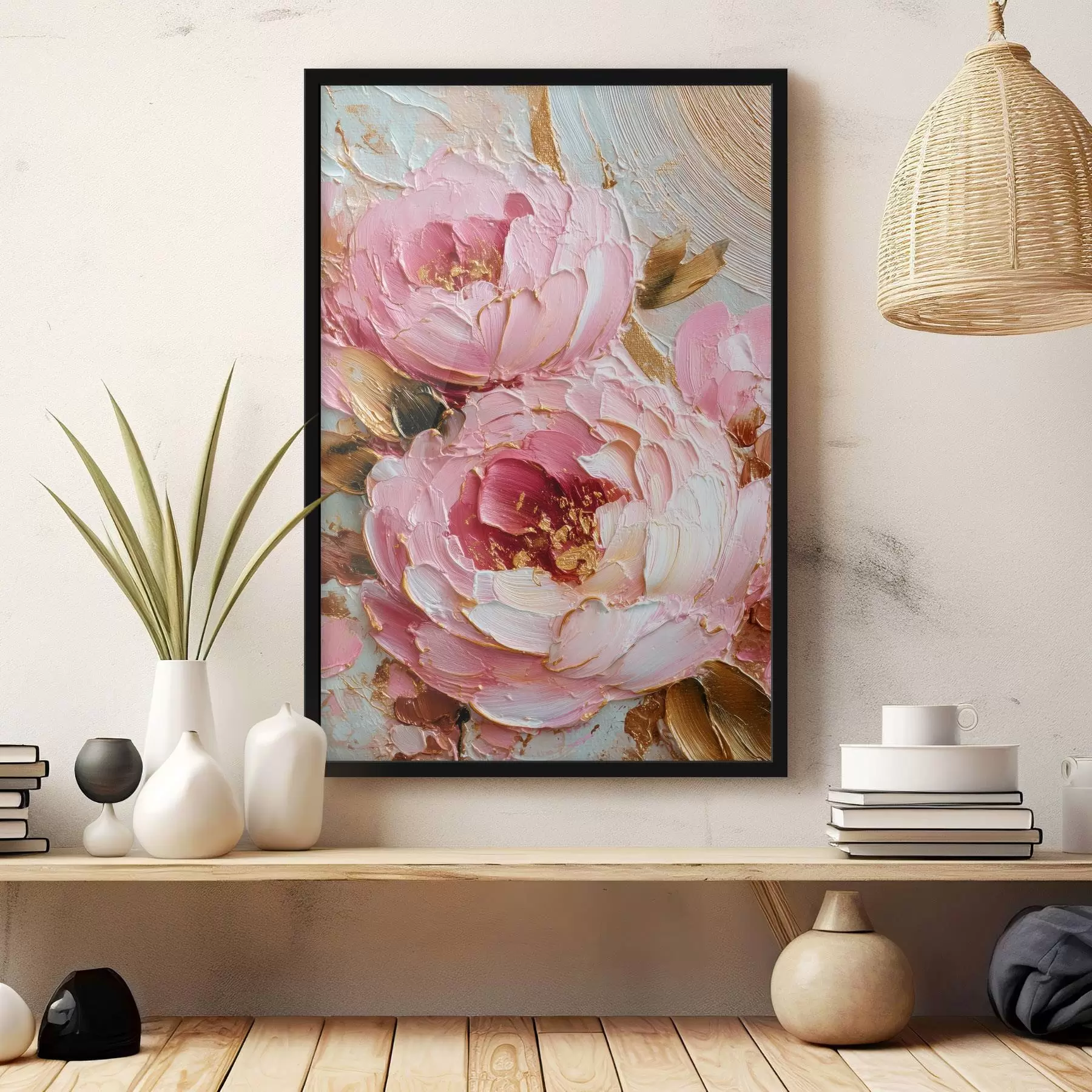 murales de pared Pétalos volumétricos: arte impasto con textura viva f45251