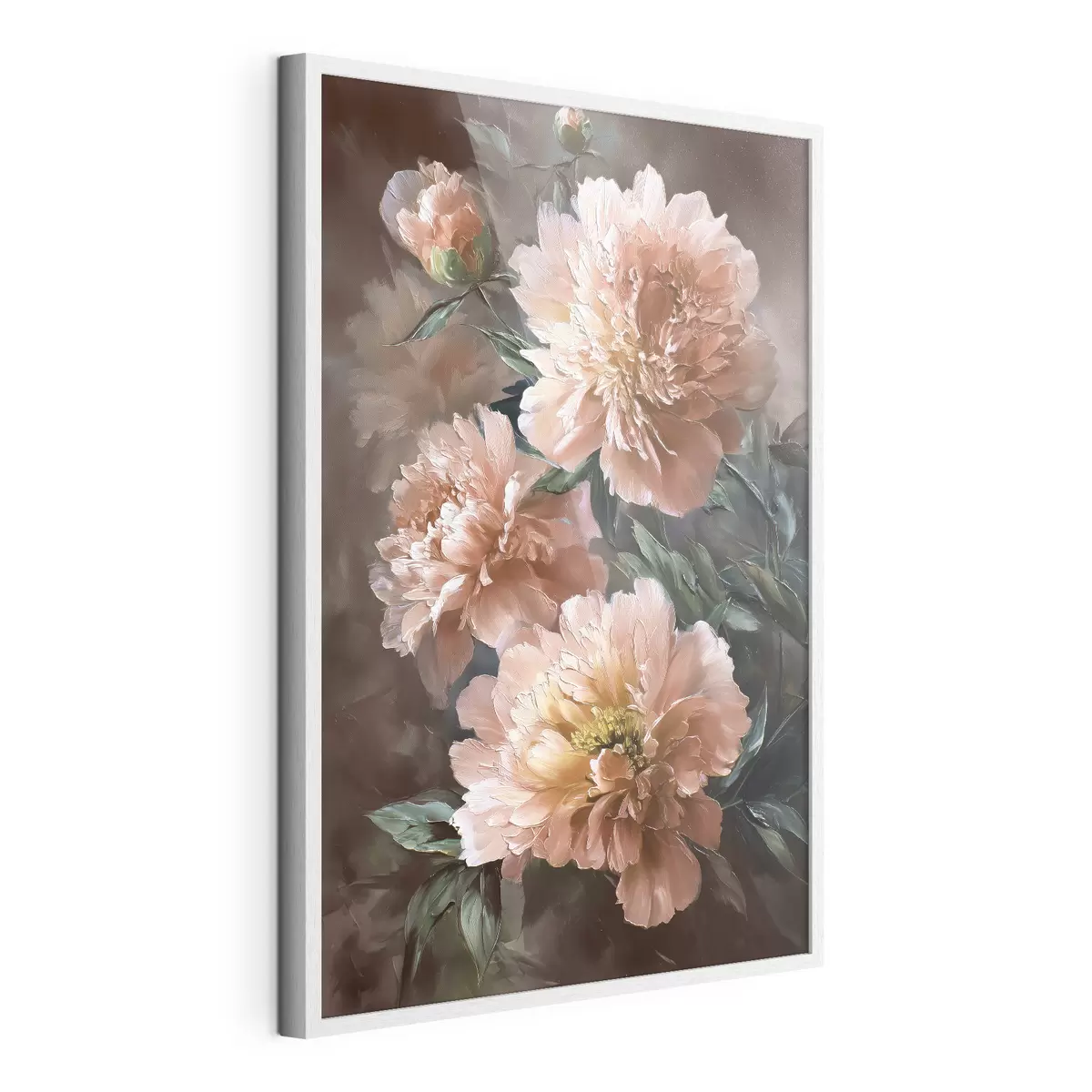 Poster Ramo de peonías rosas con trazos atrevidos sobre fondo oscuro f45260