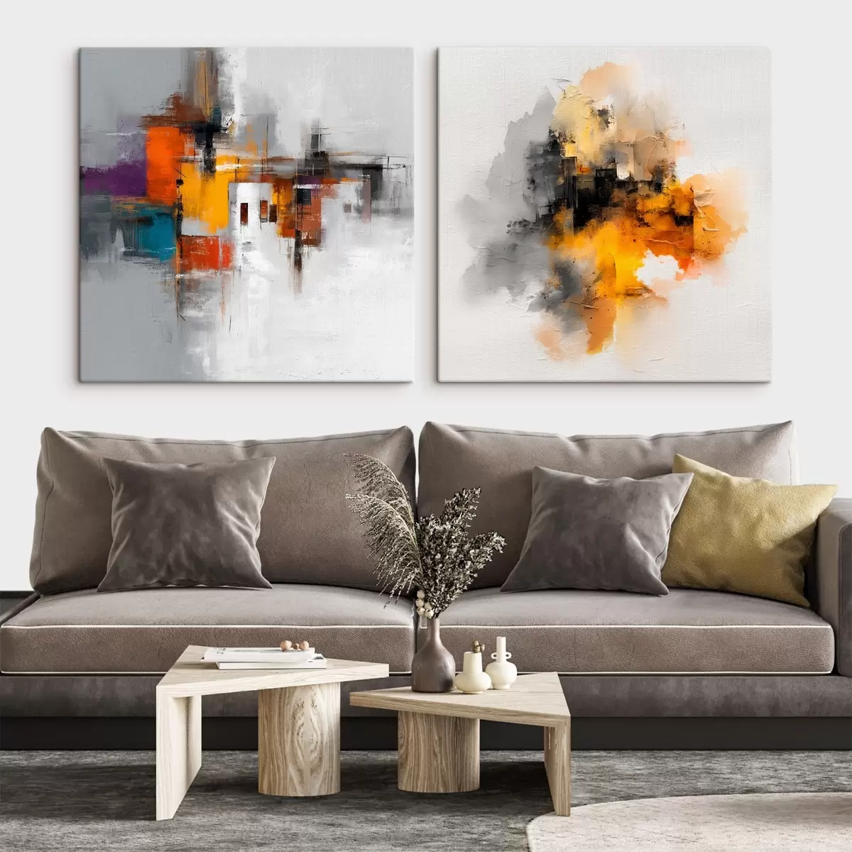 murales de pared Ciudad expresiva: composición artística con colores contrastados m00566