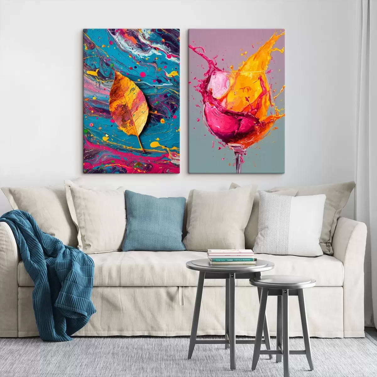 murales de pared Abstracción expresiva con elementos de la naturaleza y bebidas m00570