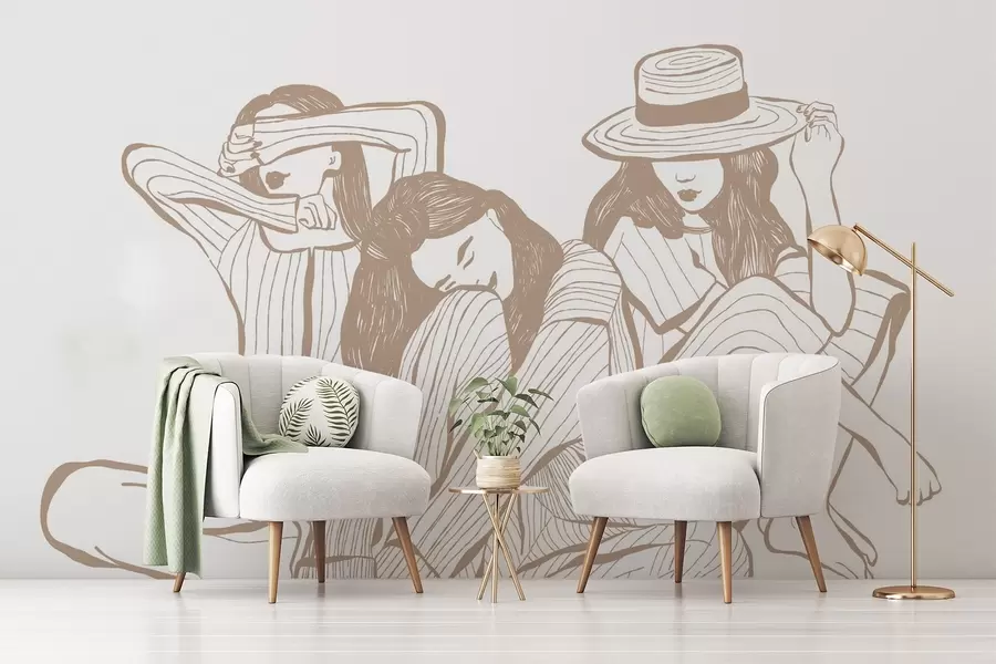 murales de pared Chicas tonos beige w04384v2