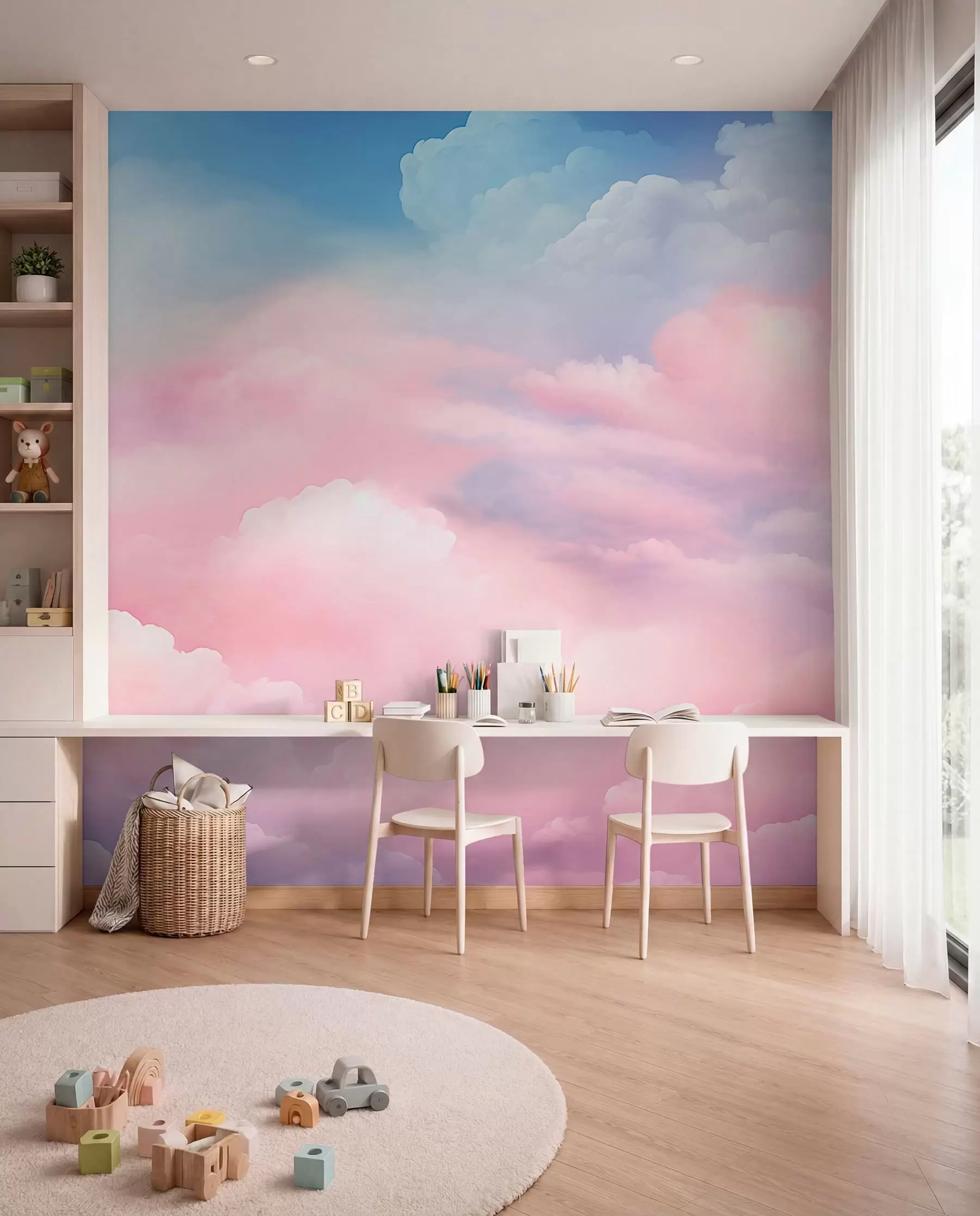 murales de pared Nubes rosa caramelo w04387