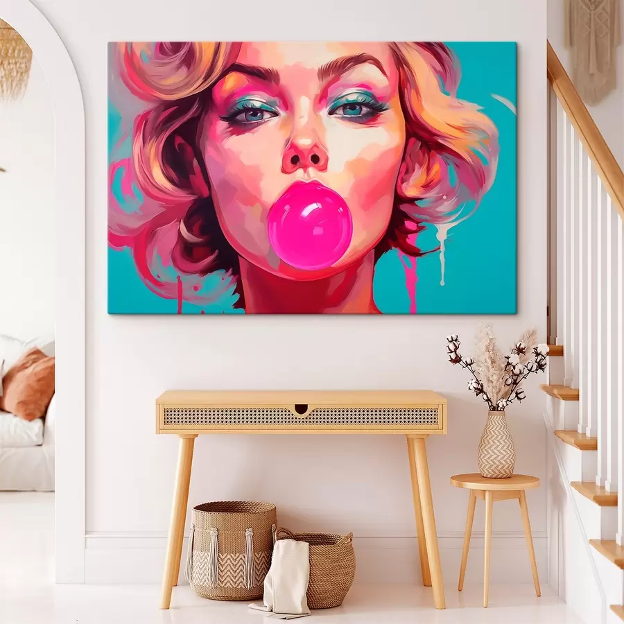 murales de pared Chica con chicle rosa s45321