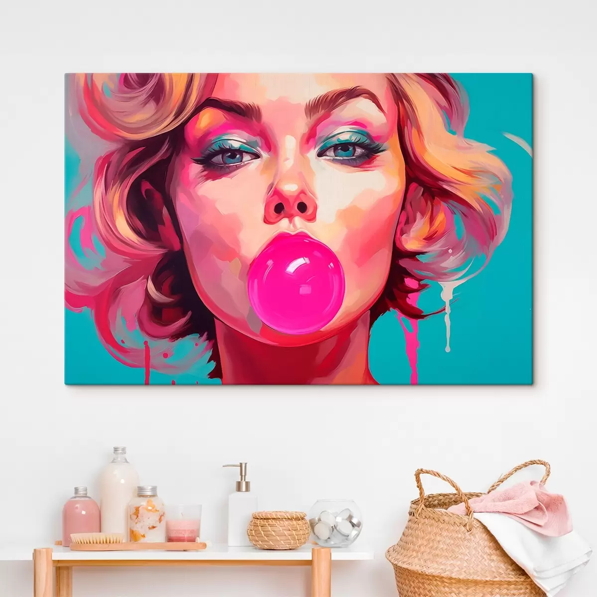 murales de pared Chica con chicle rosa s45321