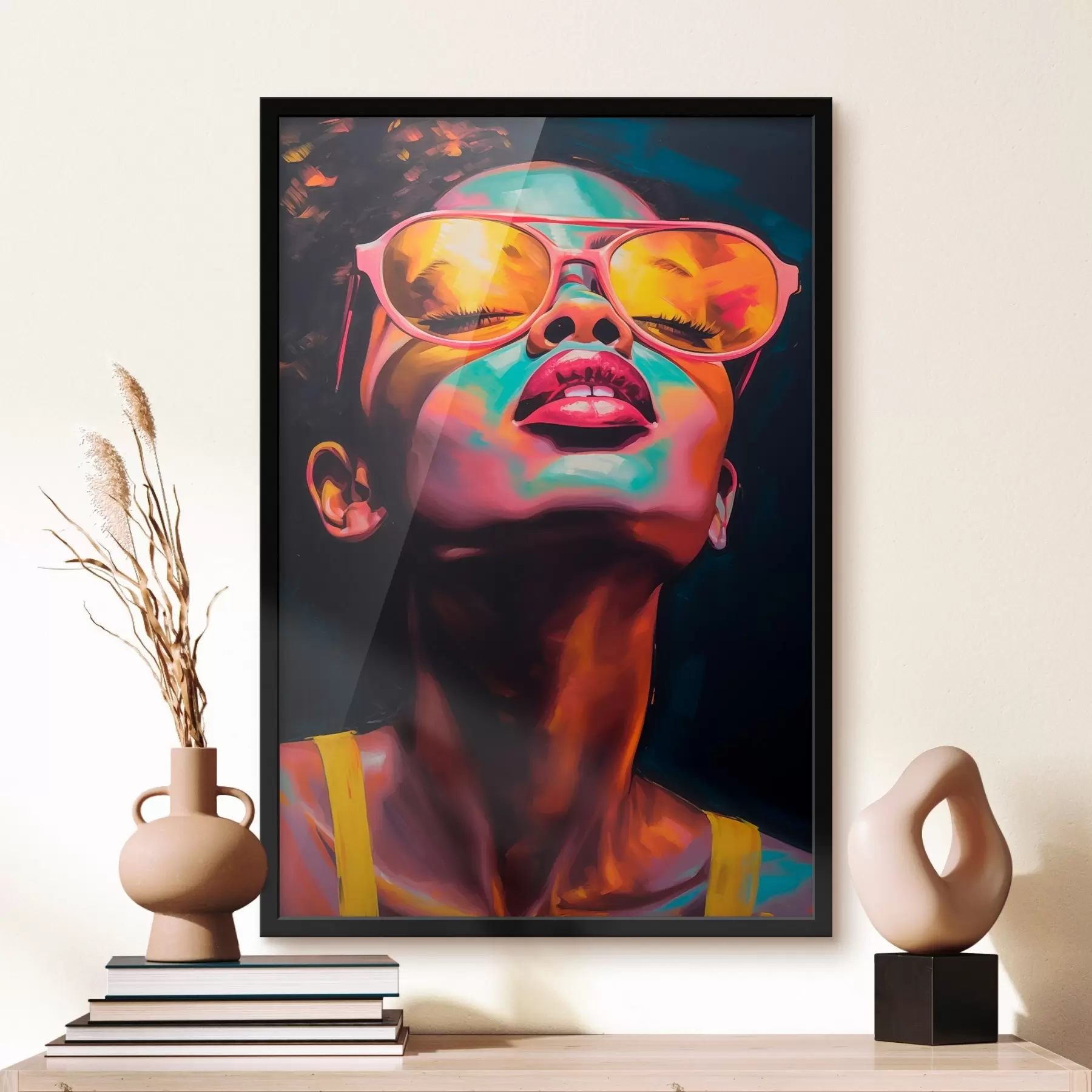 murales de pared Mujer con gafas amarillas f45311