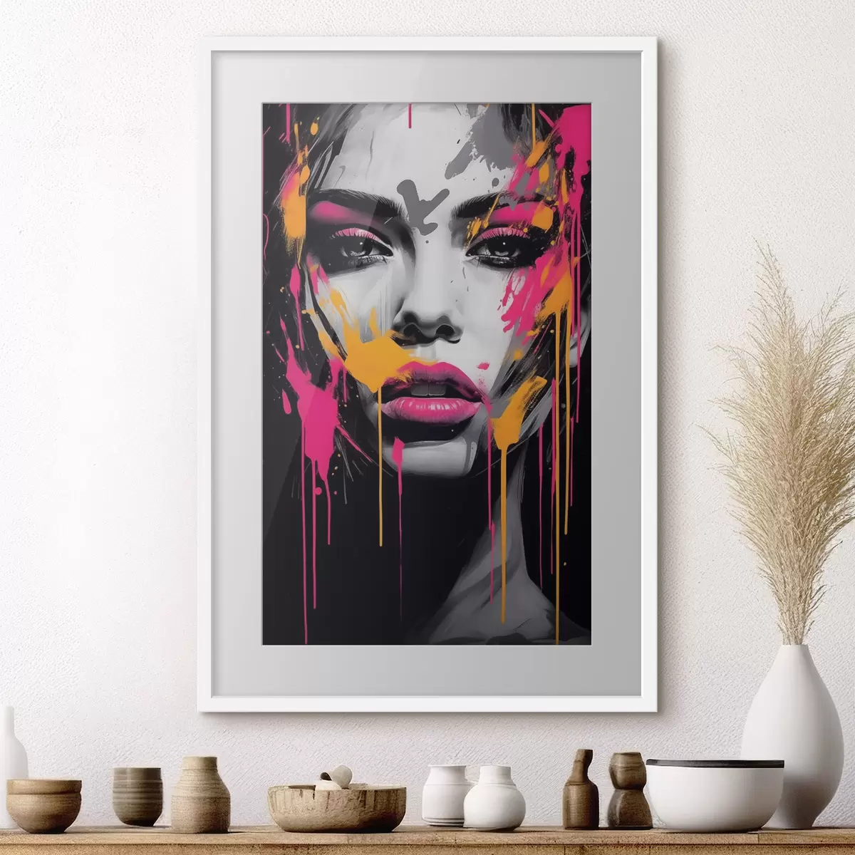 Poster Retrato femenino con pinturas f45318