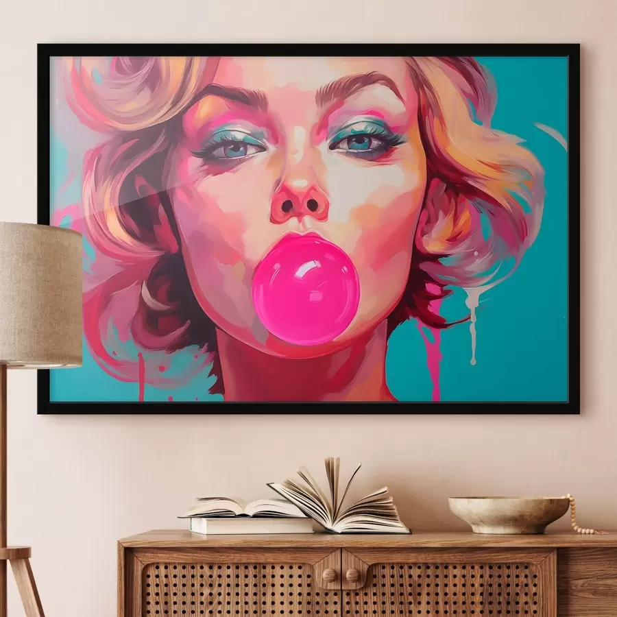 murales de pared Chica con chicle rosa f45321