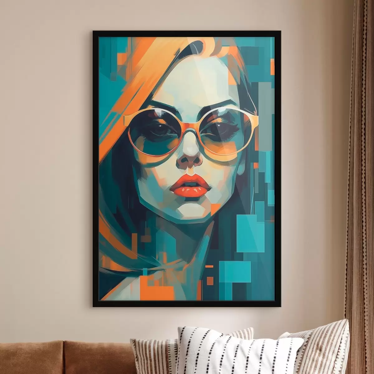 Poster Mujer con gafas de sol en estilo pop art digital f45327