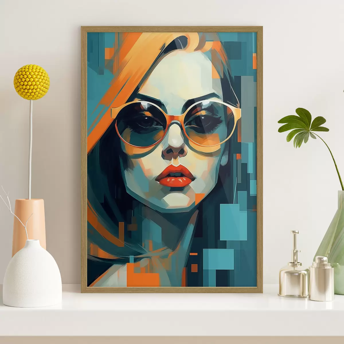 Poster Mujer con gafas de sol en estilo pop art digital f45327