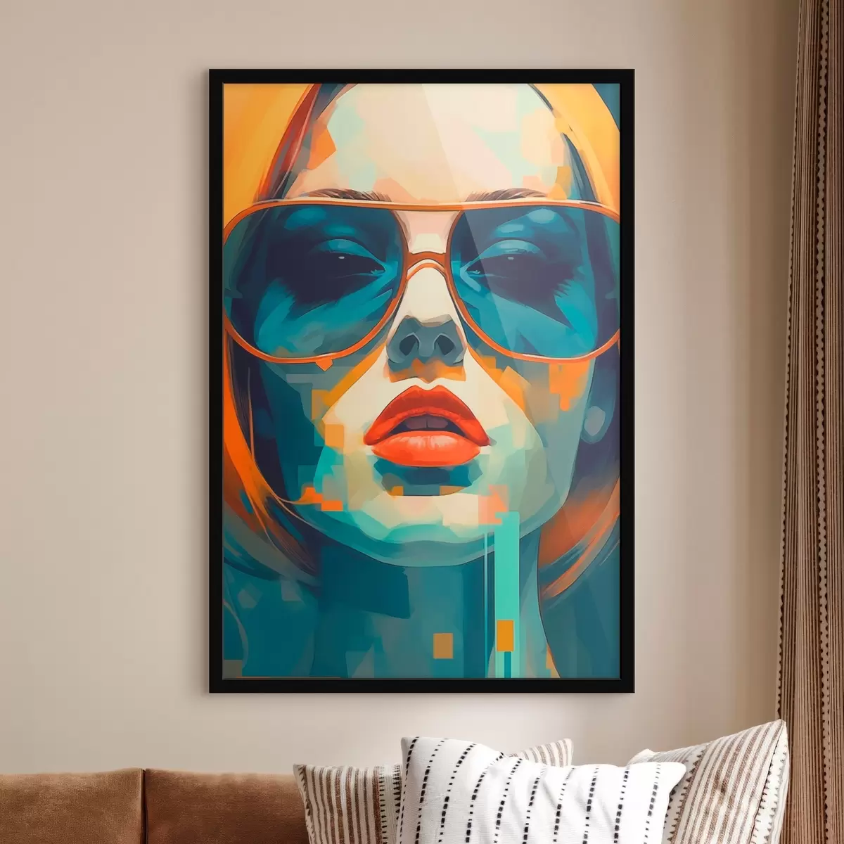 Poster Retrato femenino abstracto con gafas de sol f45328