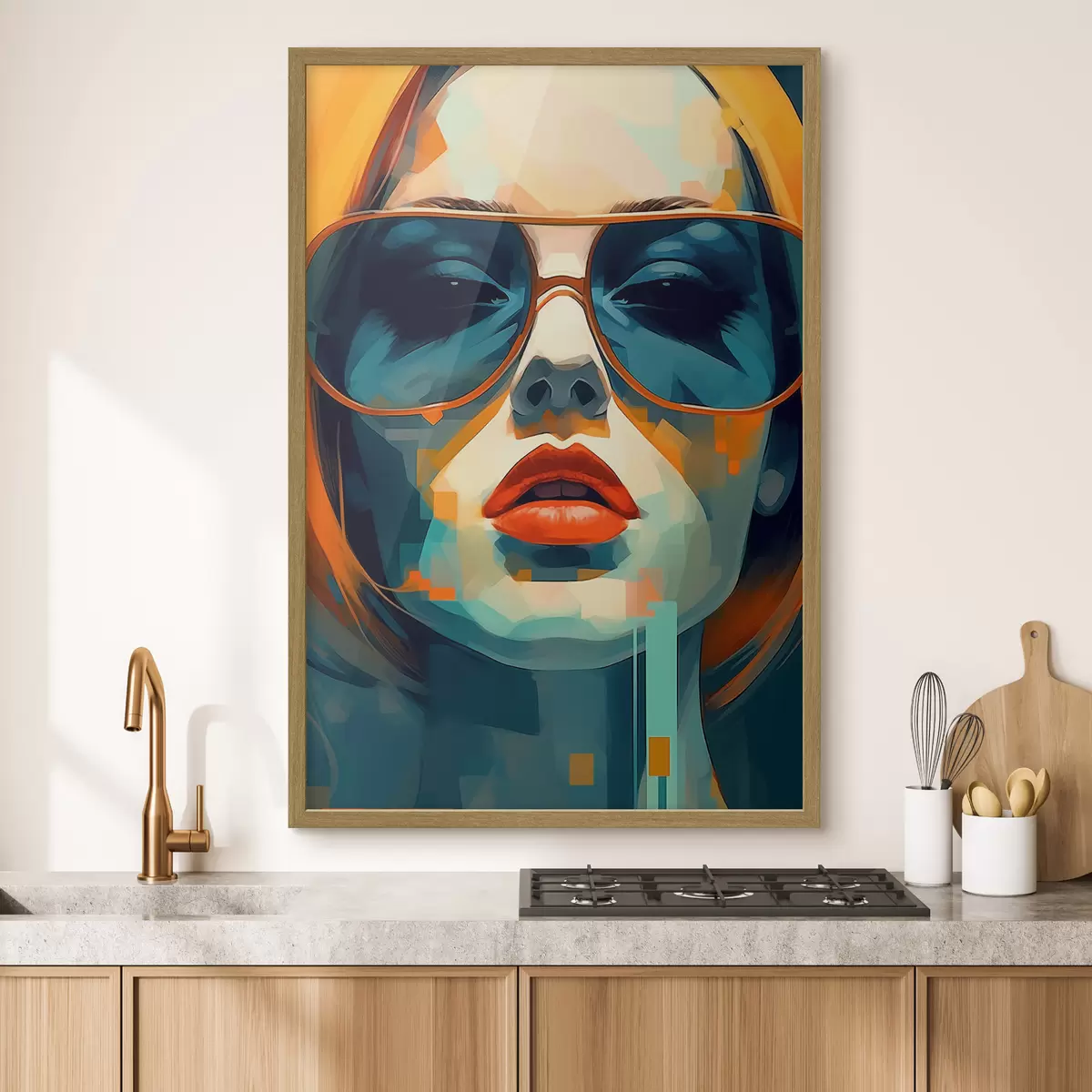 Poster Retrato femenino abstracto con gafas de sol f45328