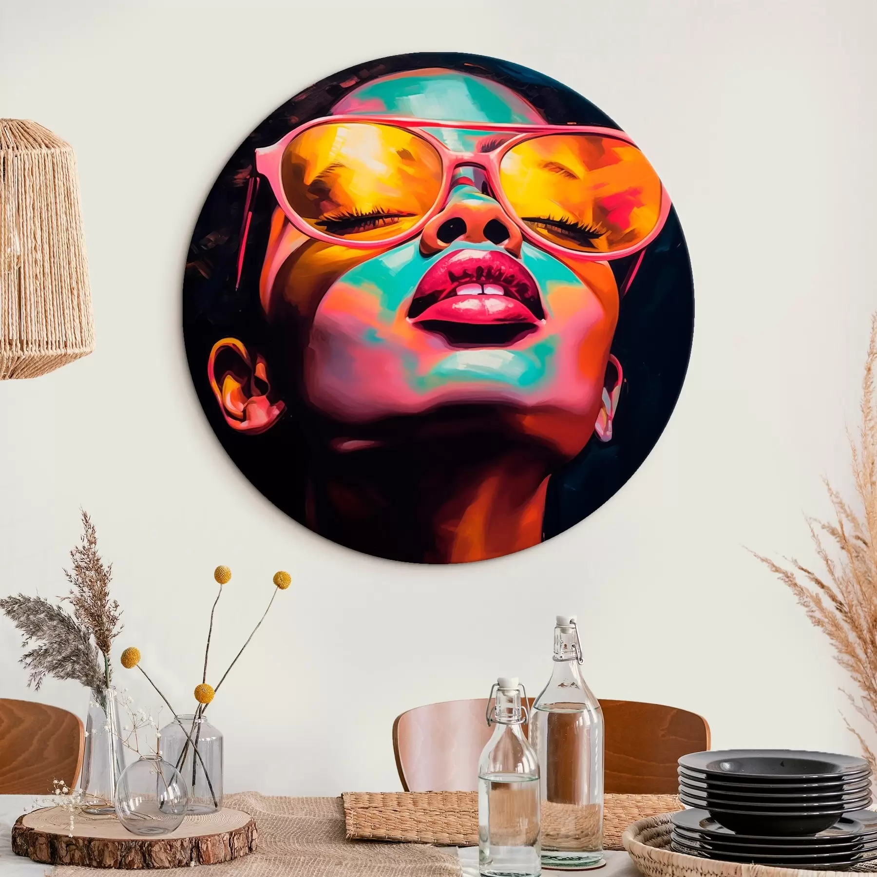 murales de pared Mujer con gafas amarillas r45311