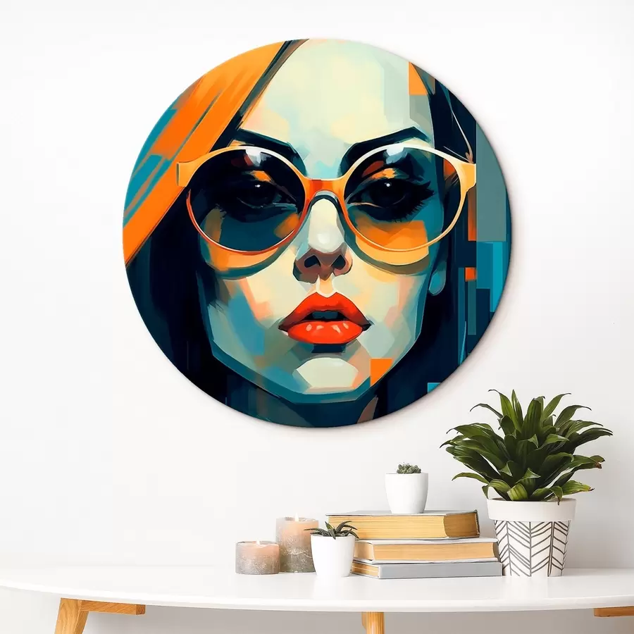 murales de pared Mujer con gafas de sol en estilo pop art digital r45327