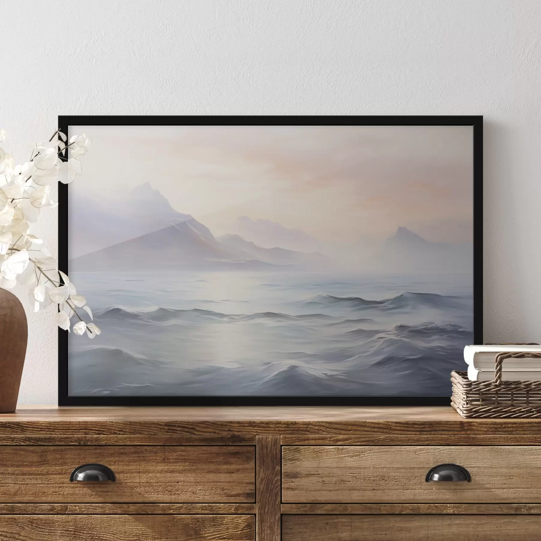 murales de pared Lago cerca de las montañas imitación de pintura f45344