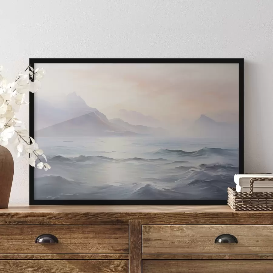 murales de pared Lago cerca de las montañas imitación de pintura f45344