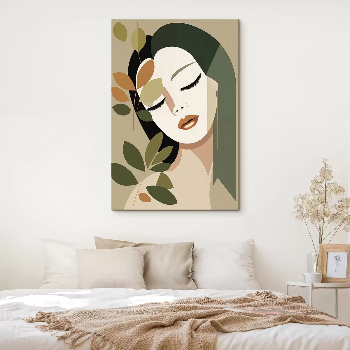 murales de pared Niña con hojas s45388