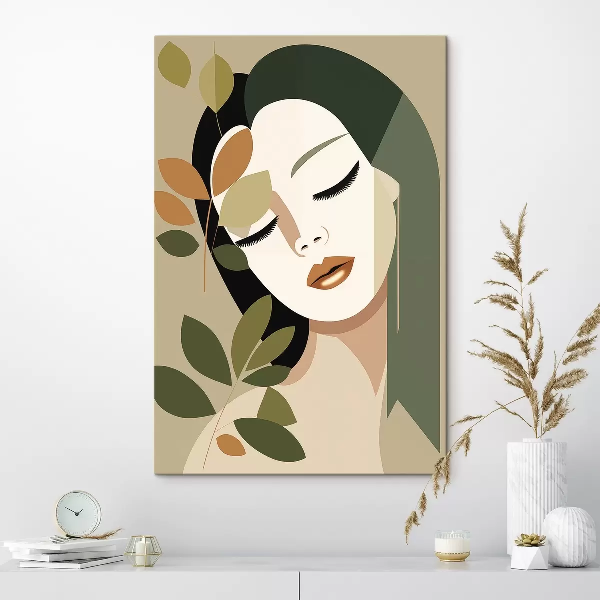 murales de pared Niña con hojas s45388