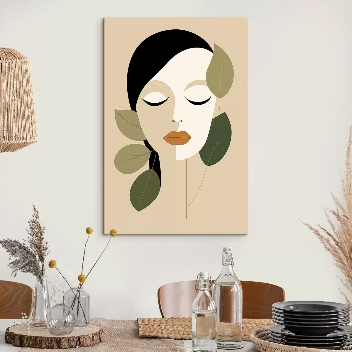 murales de pared Niña con hojas s45389