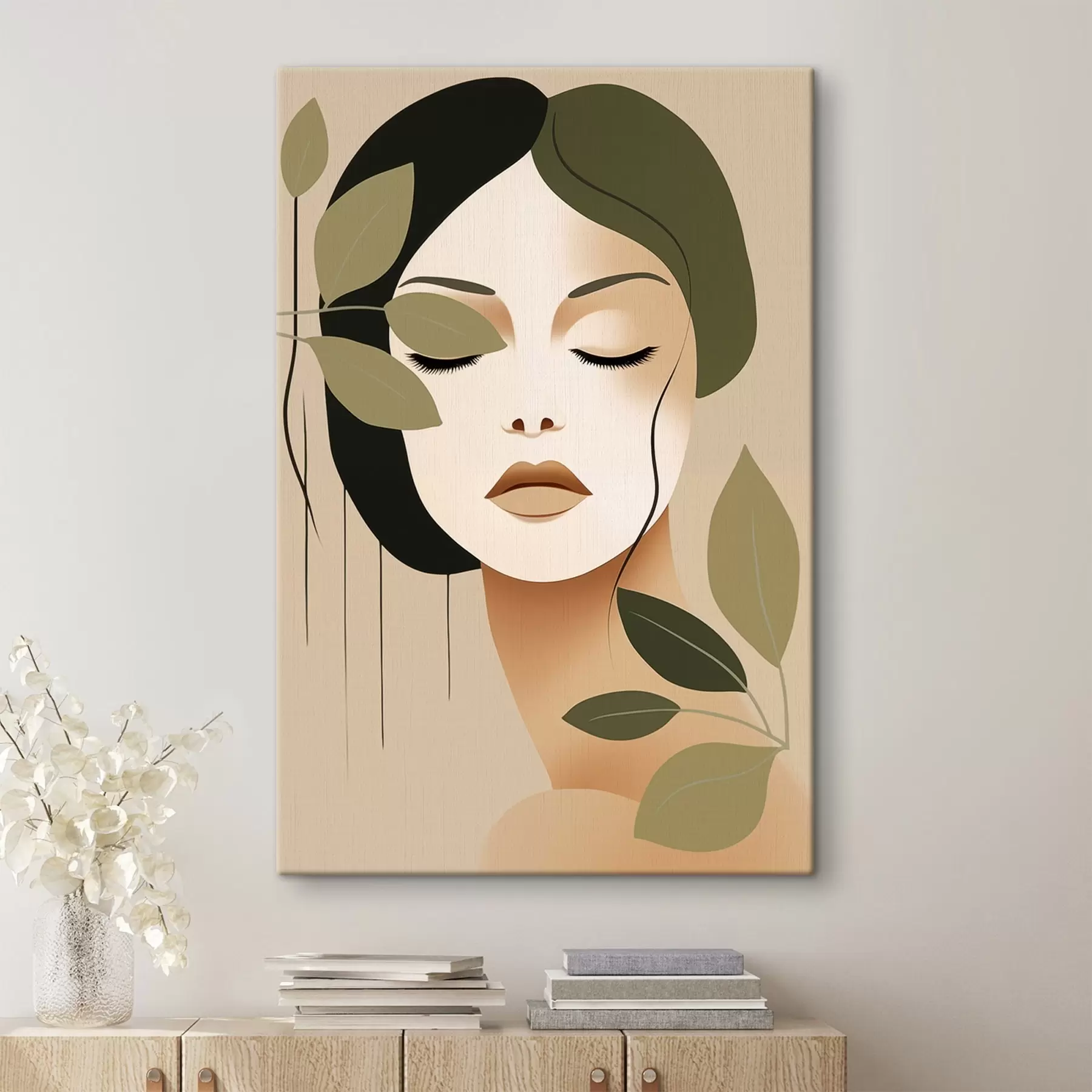 murales de pared Niña con hojas s45390
