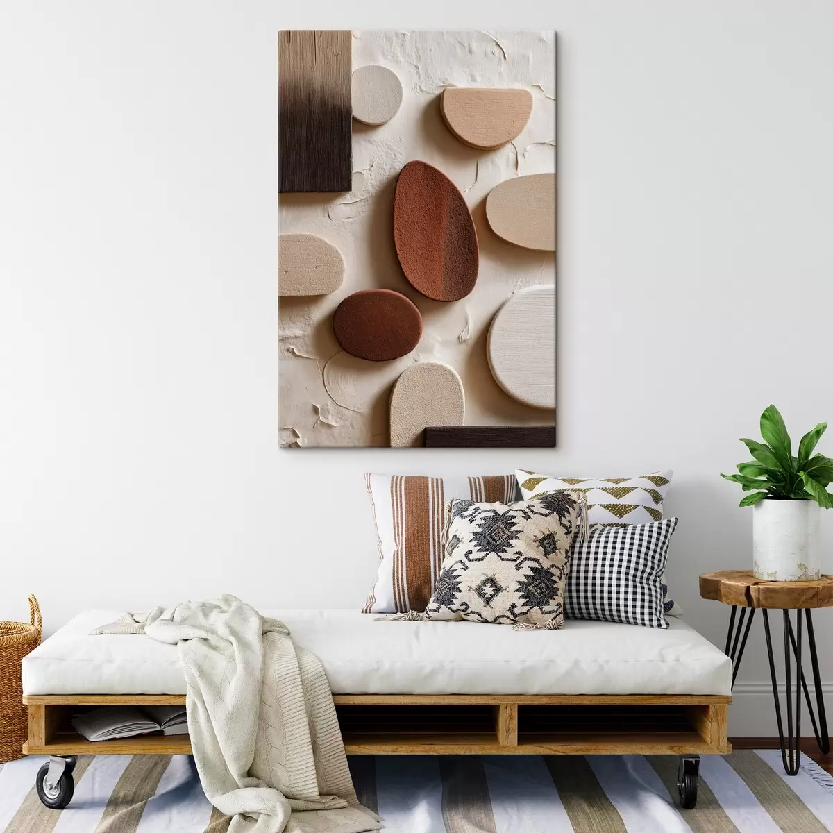 murales de pared Composición abstracta con formas geométricas tridimensionales sobre fondo en relieve s45409