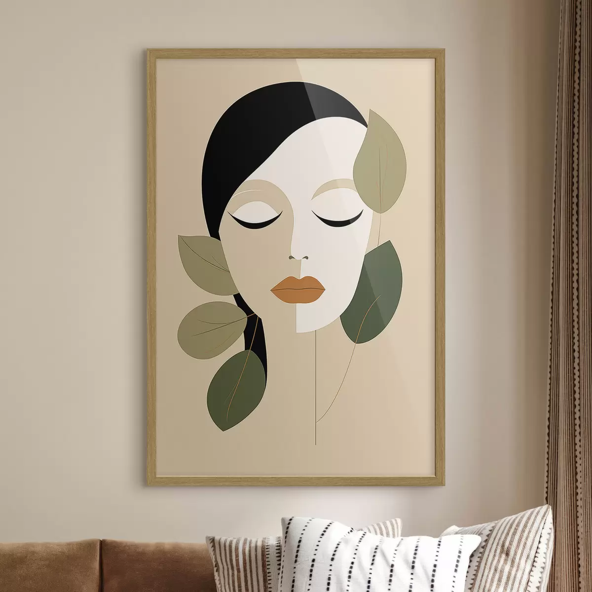 Poster Niña con hojas f45389