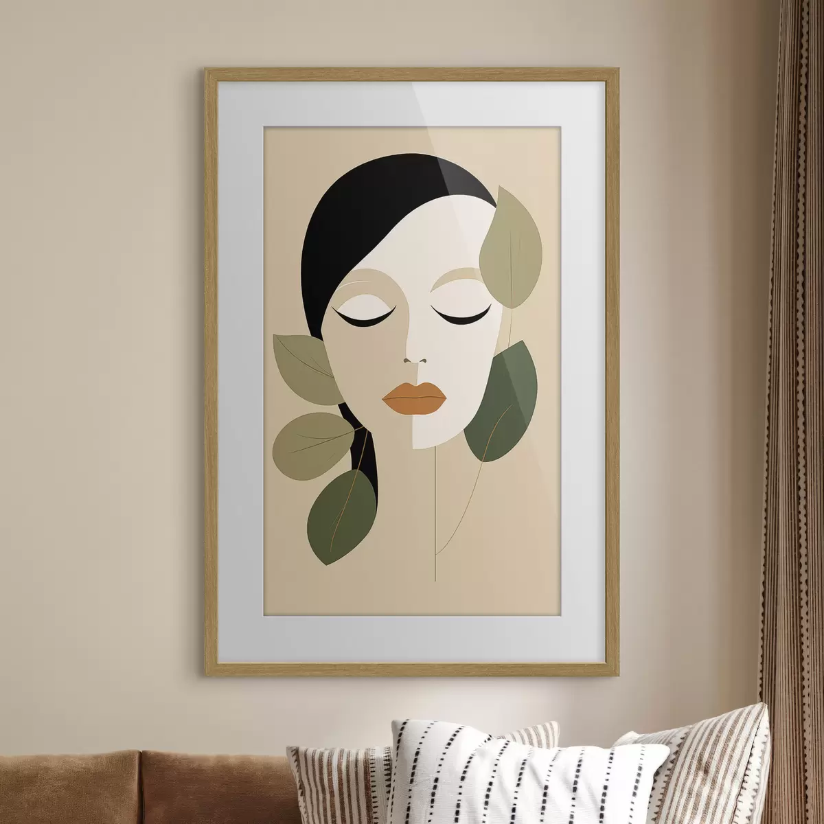 Poster Niña con hojas f45389