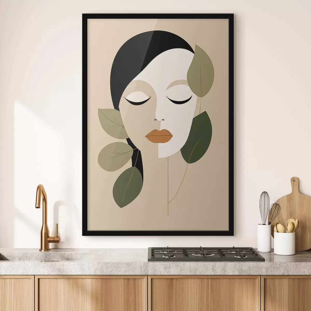 Poster Niña con hojas f45389