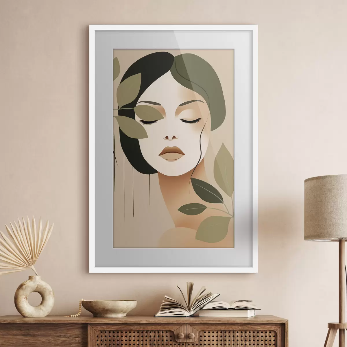 Poster Niña con hojas f45390