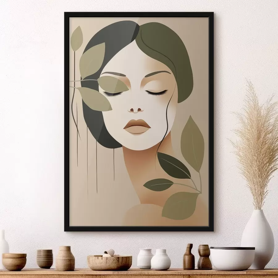 murales de pared Niña con hojas f45390