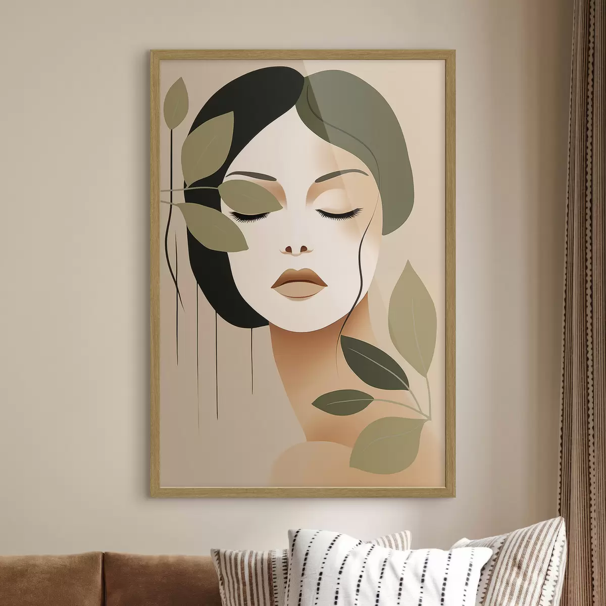 Poster Niña con hojas f45390