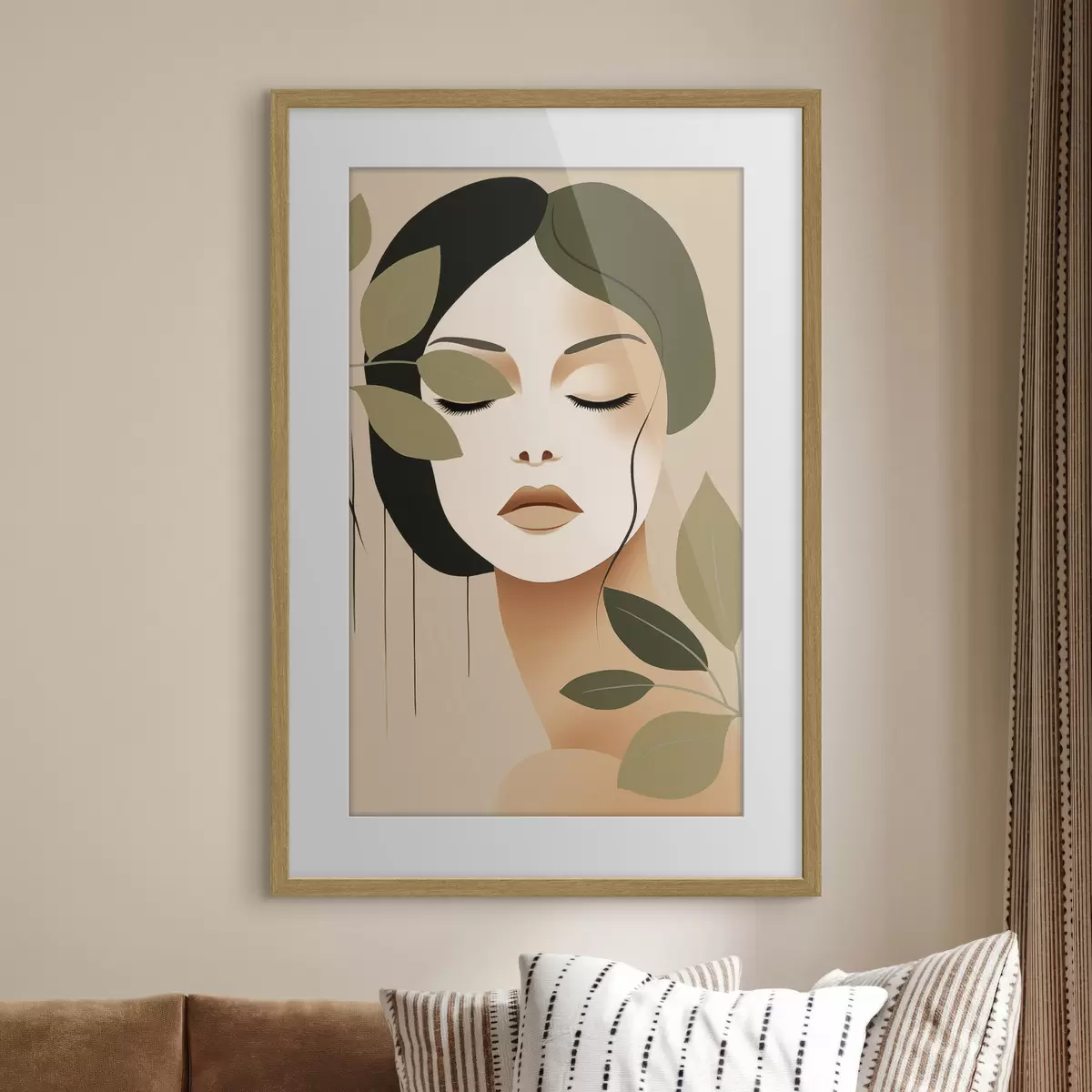 Poster Niña con hojas f45390