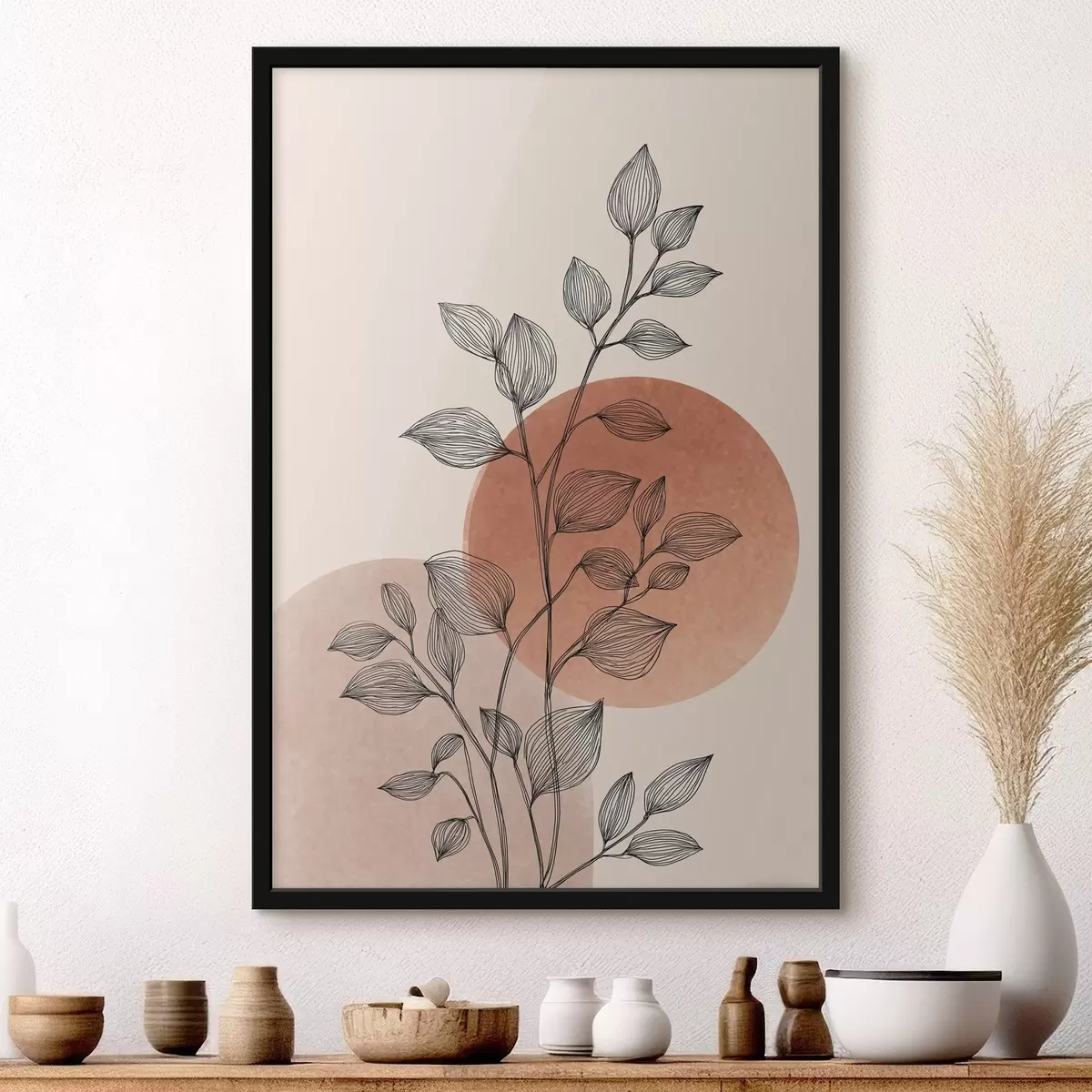 Poster Atardecer y hojas f45391