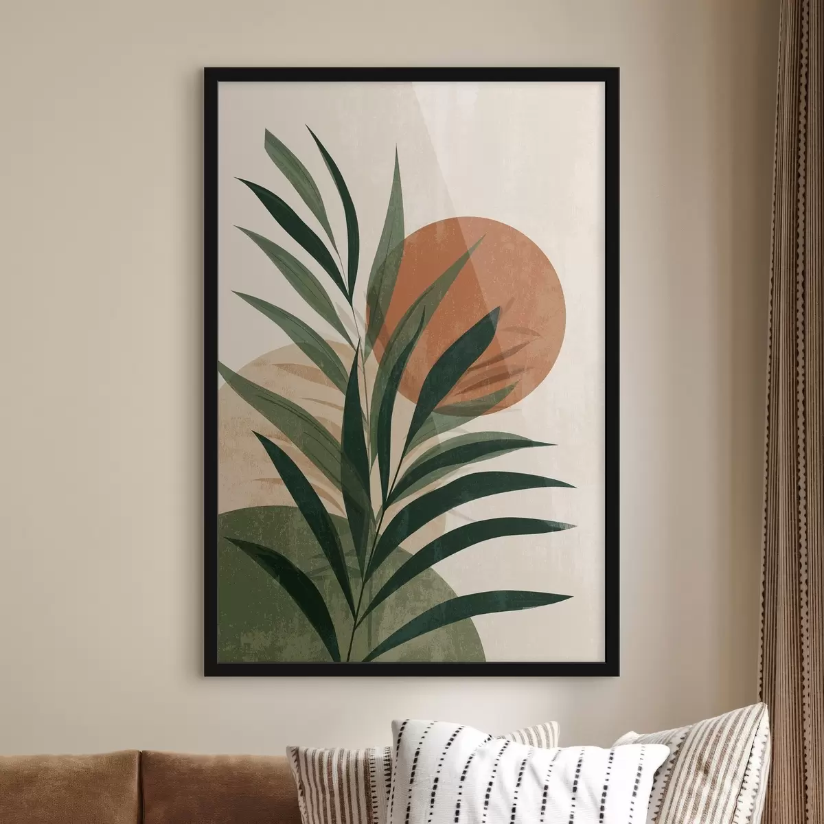 Poster Hojas verdes y puesta de sol f45394