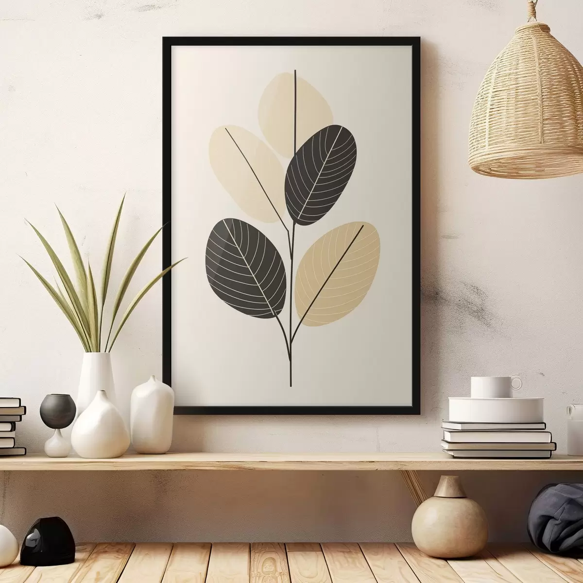 Poster Composición abstracta con óvalos texturizados sobre fondo en relieve f45402