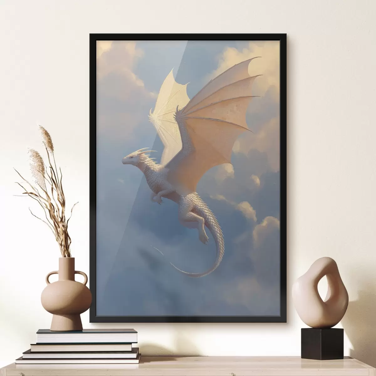 Poster Dragón blanco en el cielo f45415