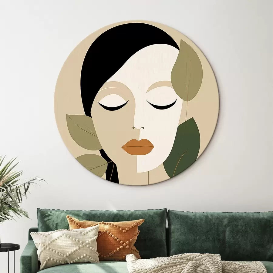 murales de pared Niña con hojas r45389