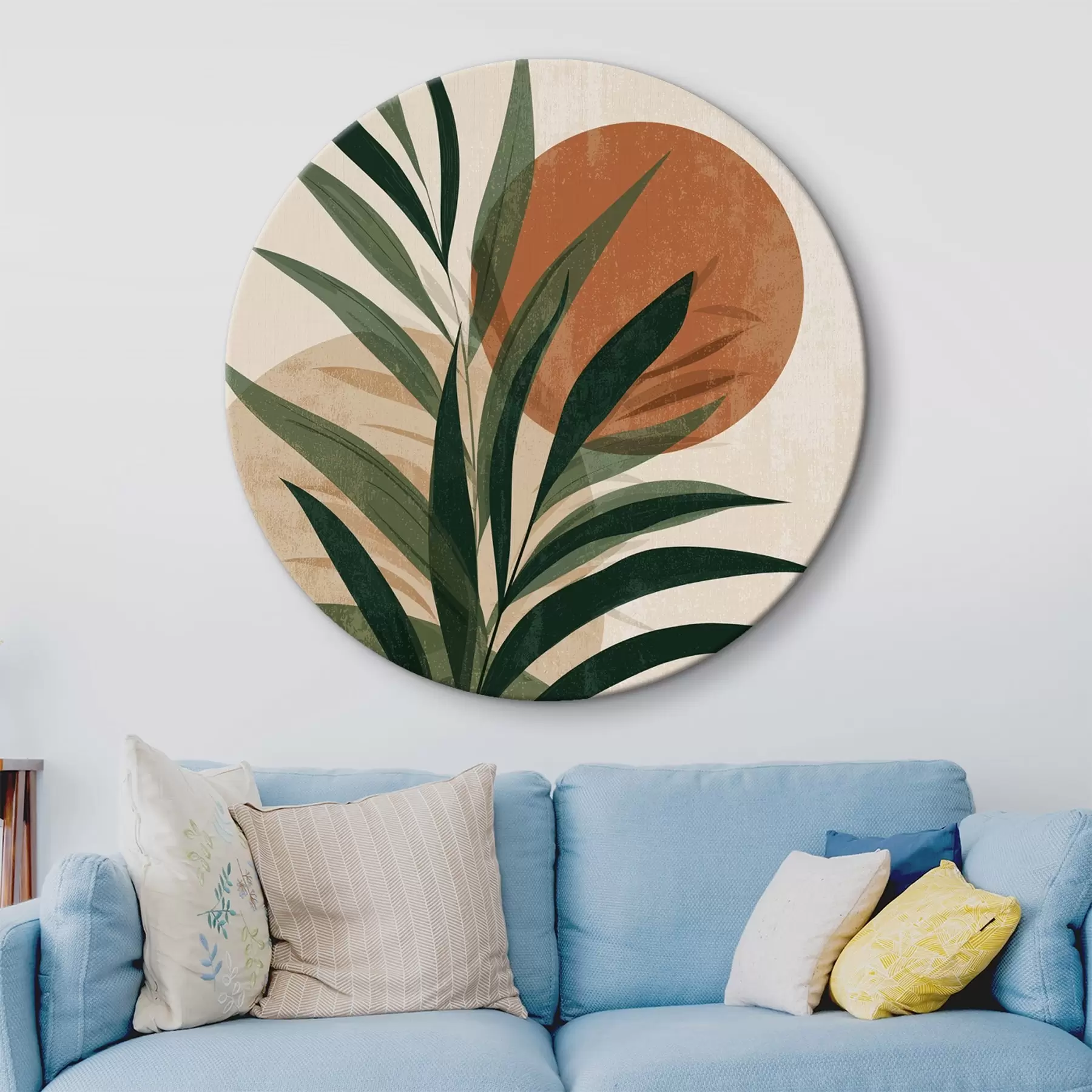 murales de pared Hojas verdes y puesta de sol r45394