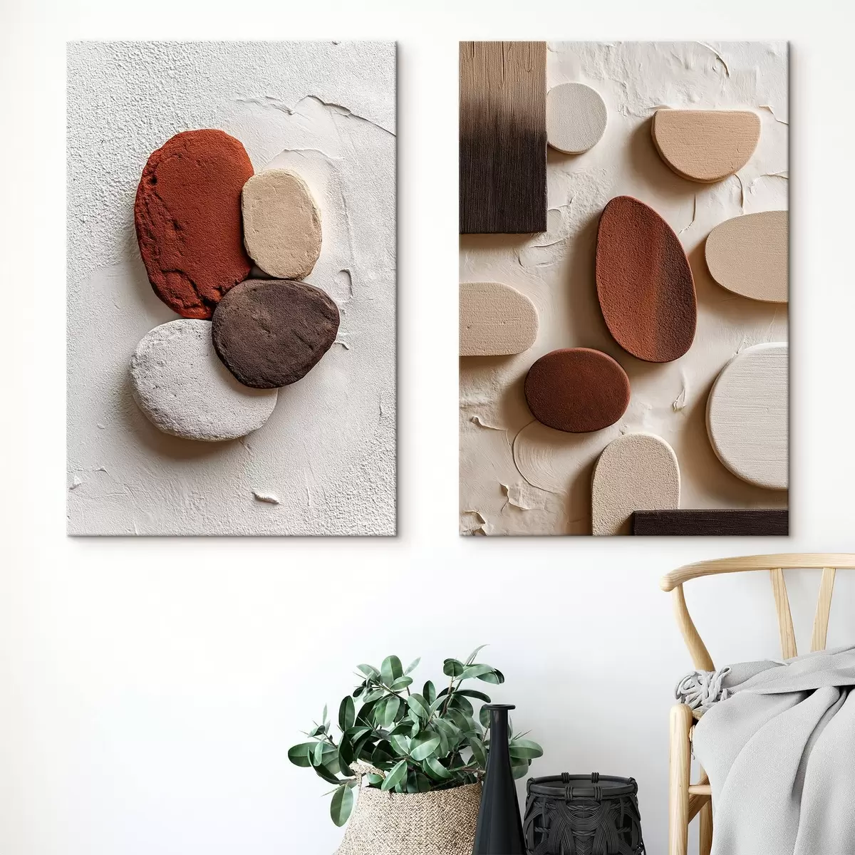 murales de pared Composiciones abstractas con formas geométricas volumétricas sobre fondo texturizado m00597