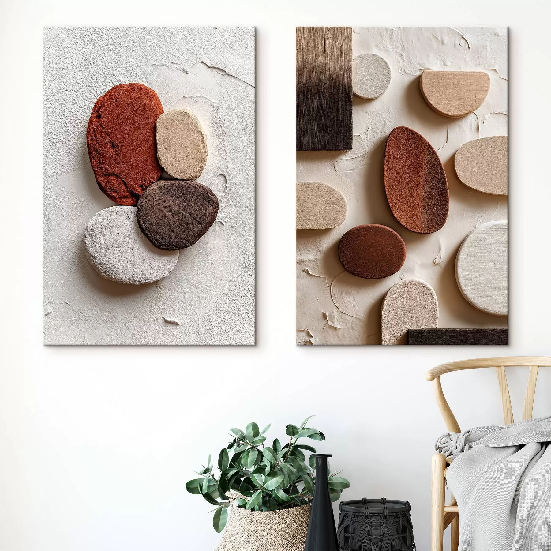 murales de pared Composiciones abstractas con formas geométricas volumétricas sobre fondo texturizado m00597