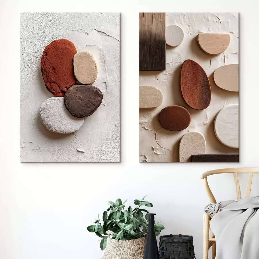 murales de pared Composiciones abstractas con formas geométricas volumétricas sobre fondo texturizado m00597