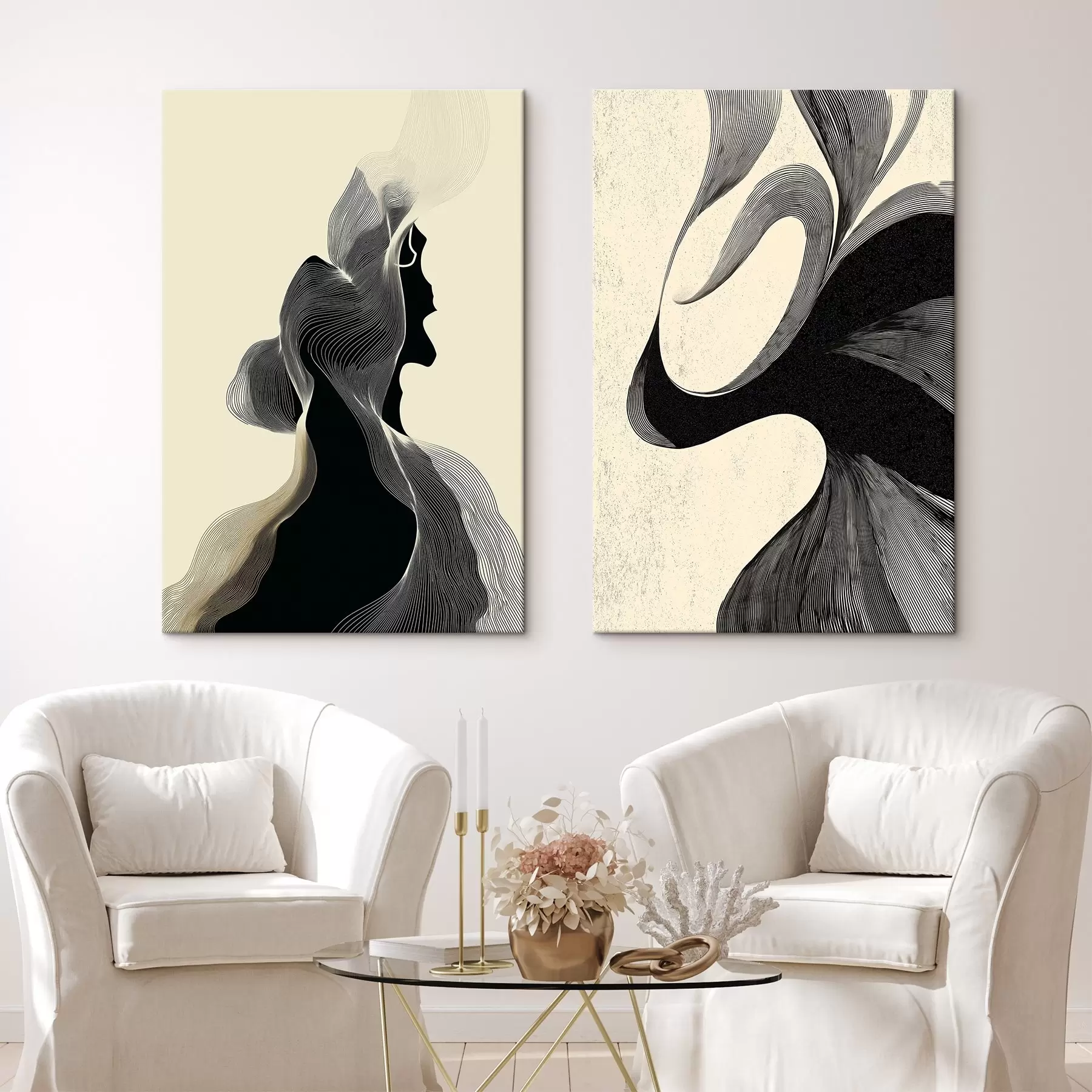 murales de pared Relieve ondulado abstracto con curvas suaves m00601